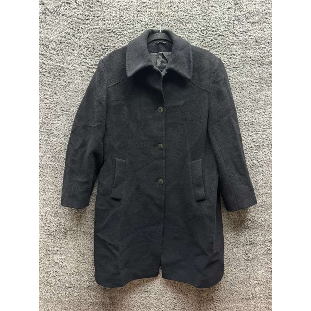 Cinzia Rocca Due Wool & Cashmere Long Sleeve Fleece Coat Black Womens Size 14